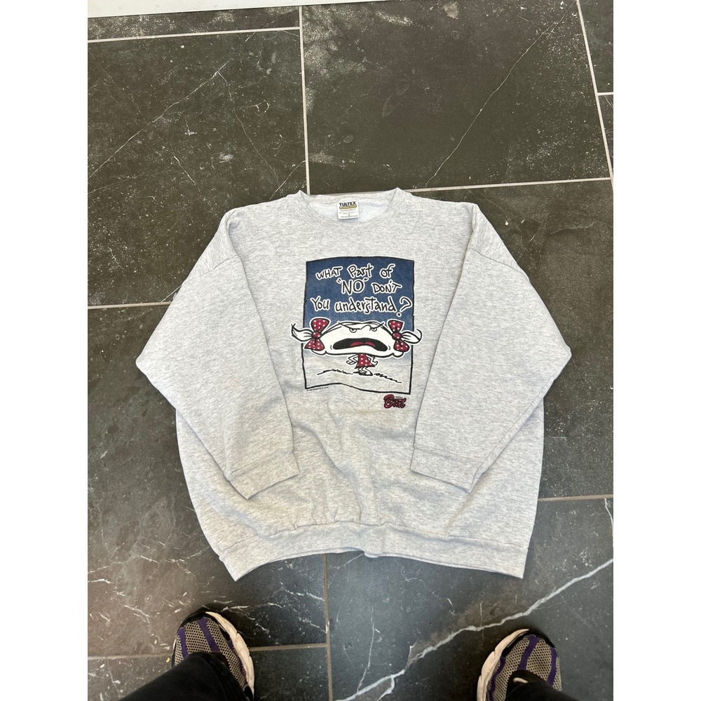 Vintage Tultex Maximum Sweats Grey Graphic Sweatshirt What Part of No 90s 3X USA